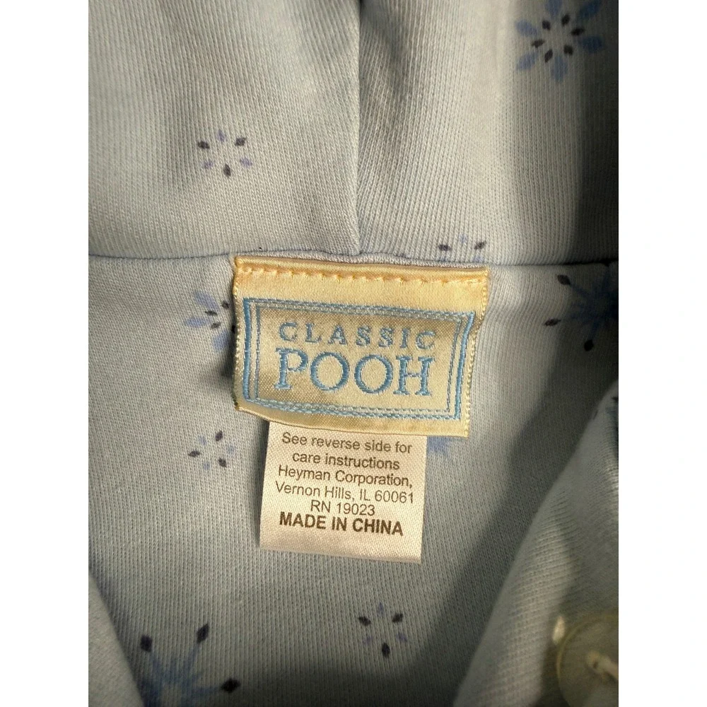 Disney Classic Pooh Blue‎ Fleece Hooded Footie Romper Winnie Tigger 9 Months